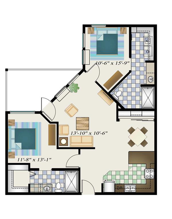 老年住宅/养老院建筑设计平面图_3817336