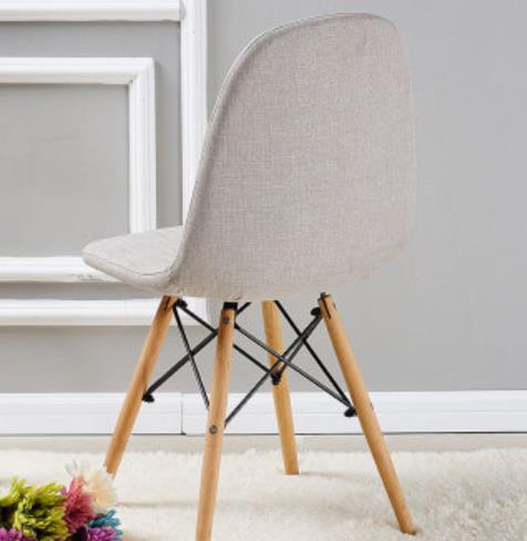 北欧椅子 餐厅餐椅 创意现代简约凳子靠背椅成人餐椅咖啡厅椅子伊姆斯椅 洽谈椅子灰色麻布软包_3464730