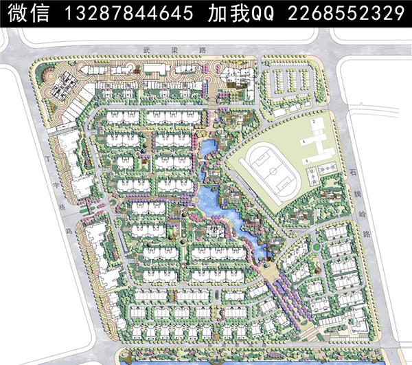 居民小区彩色平面图规划设计案例_3789161