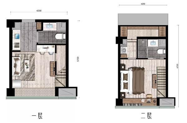 33平米 一室一厅两卫  LOFT户型图_3512529