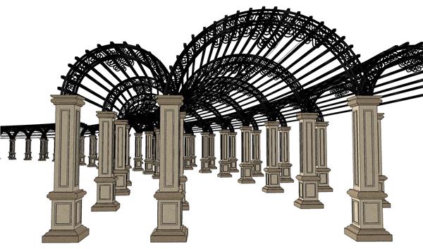 廊架花架构筑SU模型_3519641