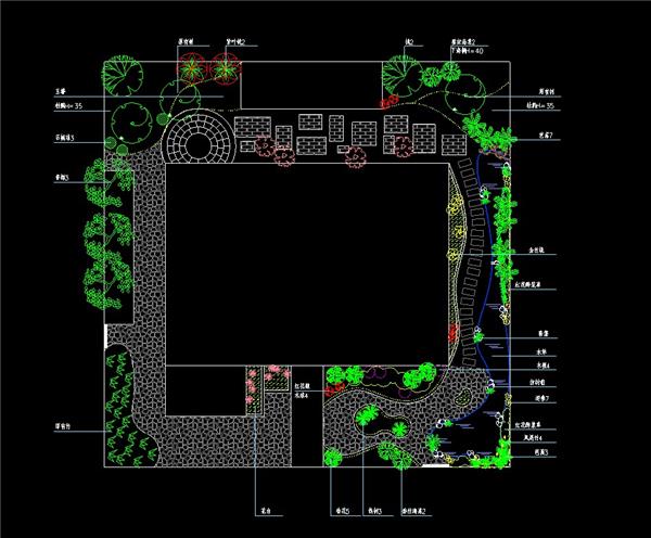 方形别墅庭院景观dwg素材_3774303