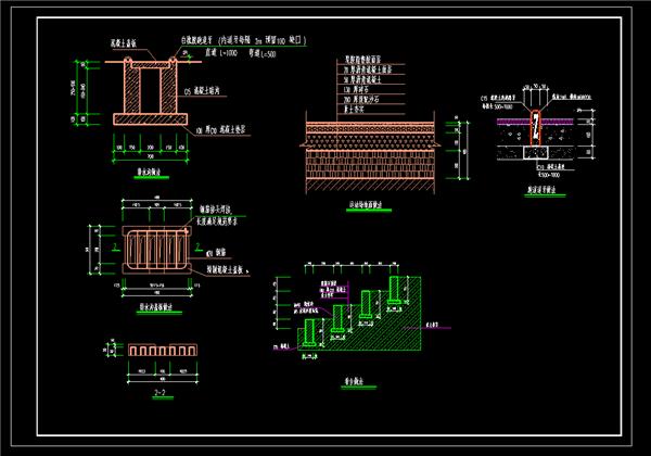 排水沟、运动场地面、跑道道牙、排水沟盖板、看台细节大样图，dwg_3582098