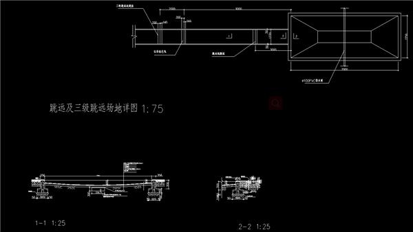 跳远及三级跳远场地详图，撑杆跳场地平面图，dwg_3583052