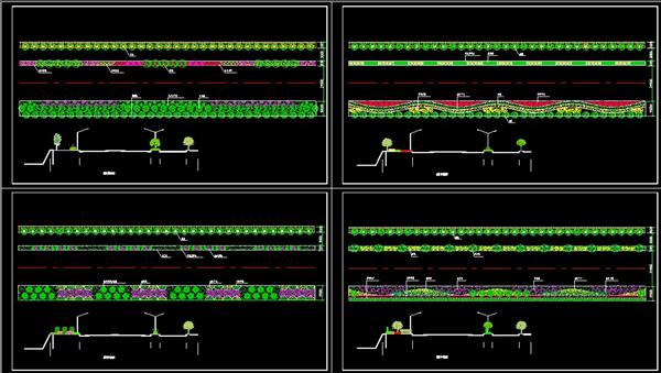 道路绿化、道路横断面、植物配置、dwg_3585081