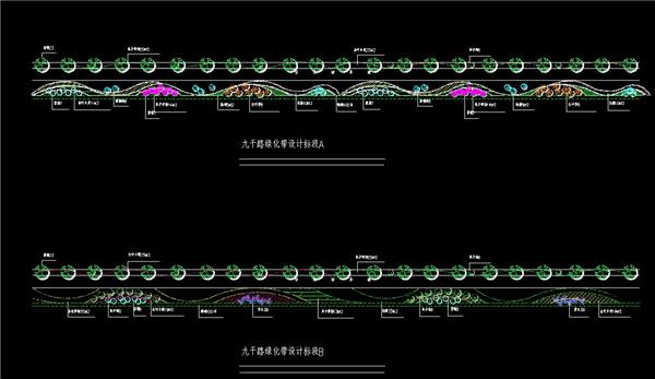 道路绿化带、植物配置、dwg_3585089