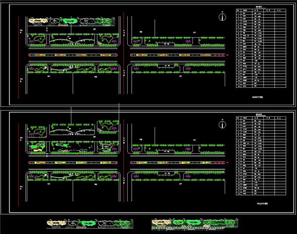 道路绿化平面、dwg、苗木表_3585093