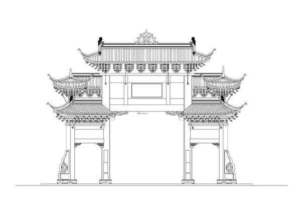 公园主入口石木牌坊建筑施工图设计_3624496