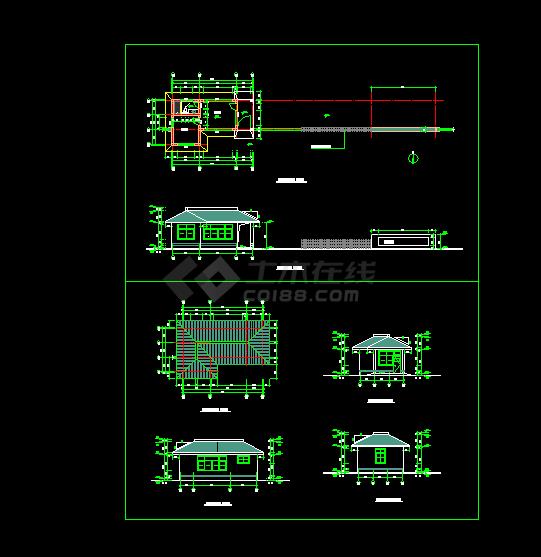 欧式办公楼门卫建筑设计施工CAD图_3774288