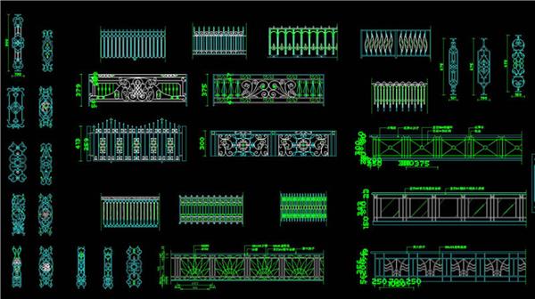 铁艺栏杆图库CAD景观图纸施工图_3634322