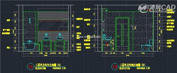 CAD公共卫生间立面及节点_3639070