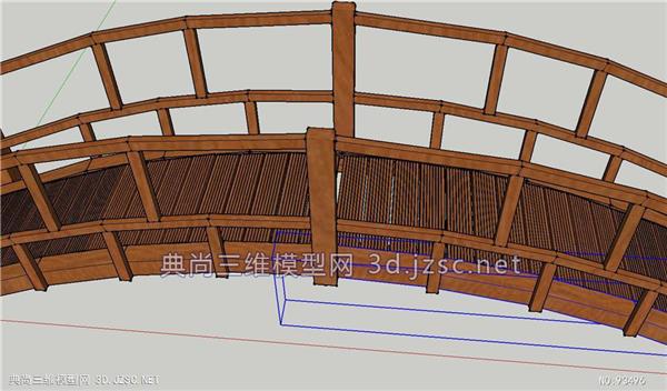日本式木质拱桥SU模型_3645689