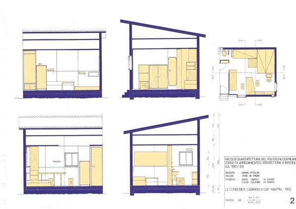 勒·柯布西耶的海滨小屋平立剖面图#勒柯布西耶 #现代主义运动 #建筑大师作品 