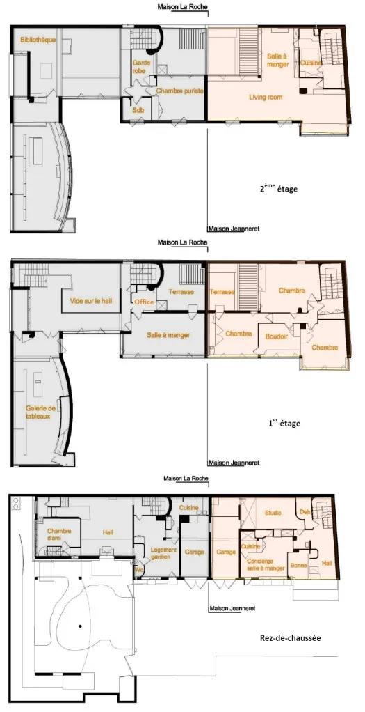 拉罗什住宅和让讷雷住宅平面图#勒柯布西耶 #现代主义运动 #建筑大师作品 