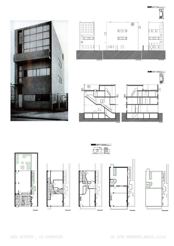 吉耶特住宅平立剖图#勒柯布西耶 #现代主义运动 #建筑大师作品 