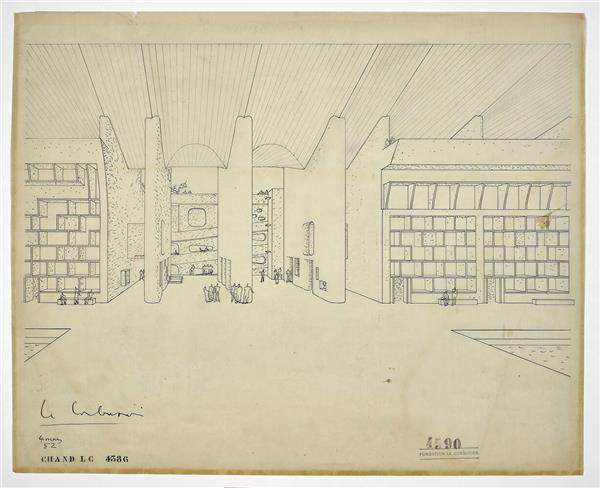 昌迪加尔政治中心建筑群立面图剖面图_3759304