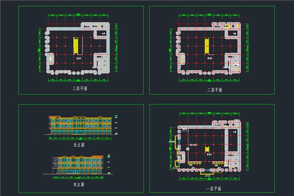 长50.4米 宽40.2米 三层超市建筑设计图 无屋顶平面带1外观效果图_3826226