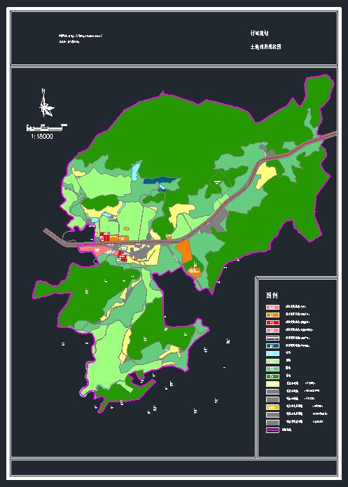 村域总体规划4个CAD【土地利用规划图 土地利用现状图 绿化系统规划图 道路系统规划图】_3826607