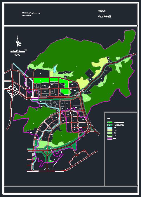 村域总体规划4个CAD【土地利用规划图 土地利用现状图 绿化系统规划图 道路系统规划图】_3826607