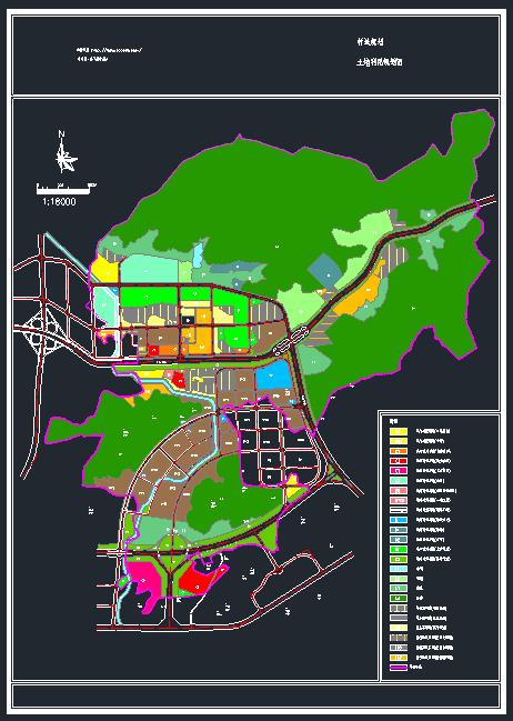 村域总体规划4个CAD【土地利用规划图 土地利用现状图 绿化系统规划图 道路系统规划图】_3826607