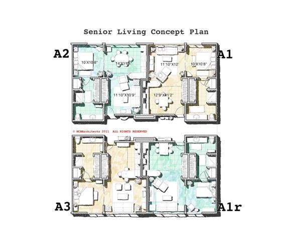 老年住宅/养老院建筑设计平面图_3817339