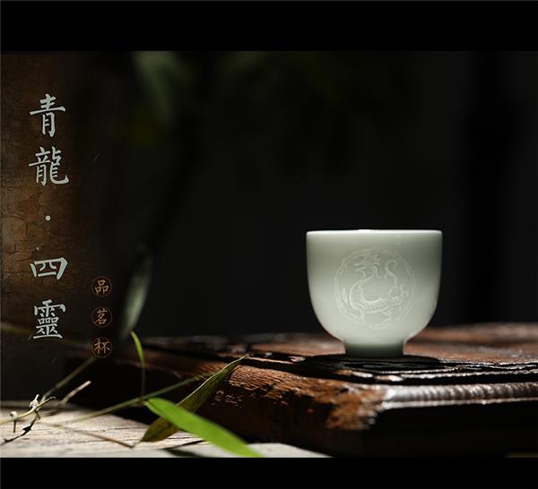 景德镇影青釉纯手工雕刻中式茶杯陶瓷杯子#中式茶具 #陶瓷 #中式 