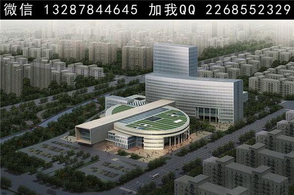 医院建筑景观规划设计案例鸟瞰效果图_3461150