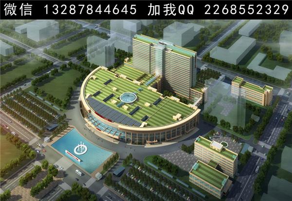 医院建筑景观规划设计案例鸟瞰效果图_3461144