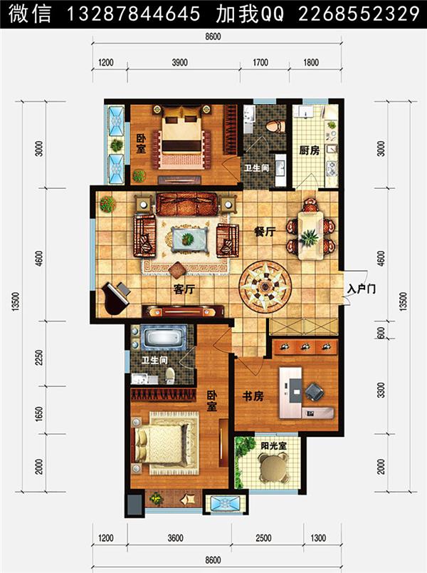 小区户型图设计案例平面图_657295