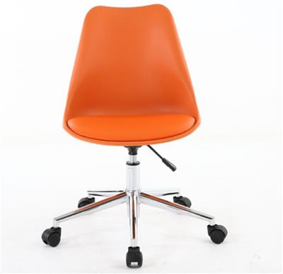 美勒思   电脑椅家用 小巧办公椅子小型现代简约转椅 学生椅书桌椅北欧升降 橘色pu镀锌脚 钢制脚