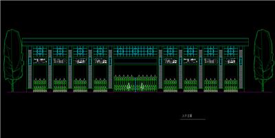 超长入口、铁艺栅栏大门、门柱、铁艺雕花装饰、立面、dwg