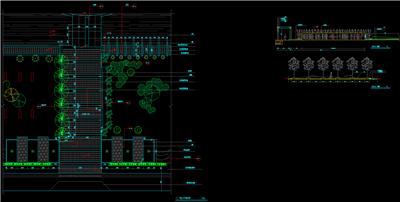 广场主入口、植物、铺装、雕塑、大样、平立面、dwg