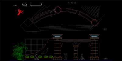 弧形入口平面、立面、dwg