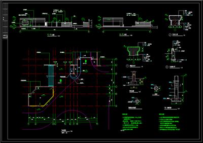 小区入口大门、门柱、围墙顶、花池、大样、平立剖、dwg