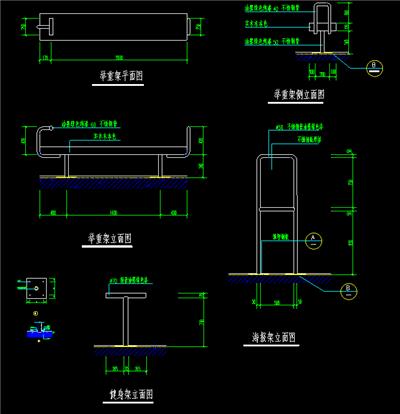 举重架平面、立面图，海报立面图，健身架立面图，大样，dwg