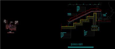 篮球看台平面图、剖面图，剖面大样，健身广场平面大样，dwg