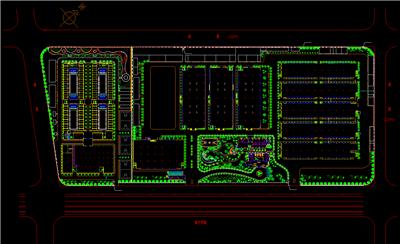 厂区绿化平面图、厂房、公园、游廊、篮球场、dwg