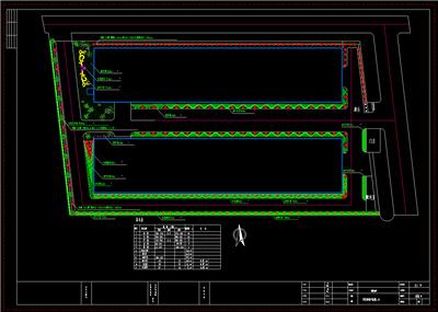 厂区绿化平面图、厂房、建筑物、公园、绿化带、植物配置表、dwg