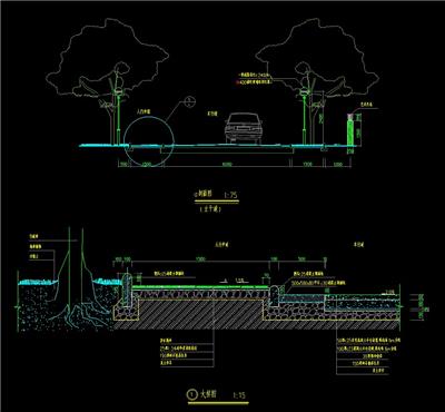 道路大样、做法、基础、剖面、dwg、车行道、人行道、灯罩、灯柱