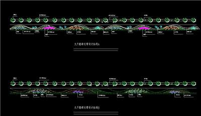 道路绿化带、植物配置、dwg