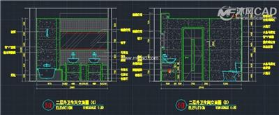 CAD公共卫生间立面及节点