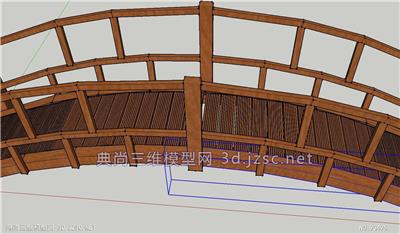 日本式木质拱桥SU模型