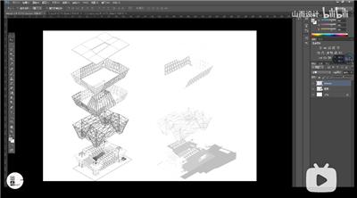 建筑设计作品集制作-explosive-如何用su、ps做小清新风爆炸图(修改版)