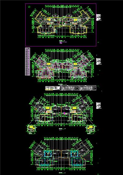 三房两厅二卫。六种户型。建筑面积118-160平米之间。梯靠北，两栋联排平面为Y型，高层带立面剖面