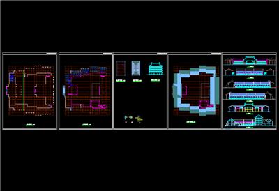 民宿--徽式四合院建筑-含宾馆＋办公＋戏楼＋茶楼 全套建筑施工图 CAD