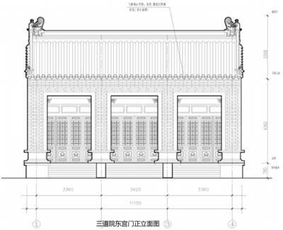 三道院东宫门正立面图