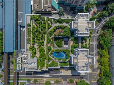 社区公园和空中平台鸟瞰