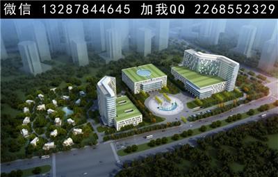 医院建筑景观规划设计案例鸟瞰效果图